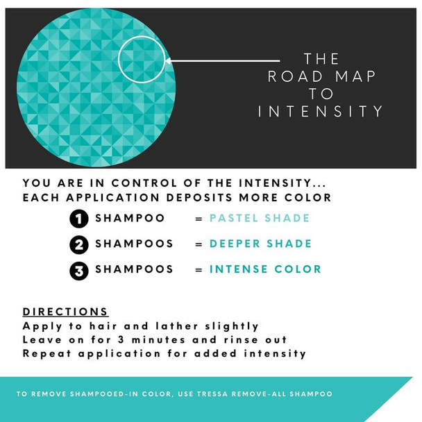 Watercolors by Tressa INTENSE 3-in-1 Color Depositing Shampoo Semi Permanent Hair Color Hair Dye Shampoo for Curly Dry and Normal Hair 8 fl oz - TEAL