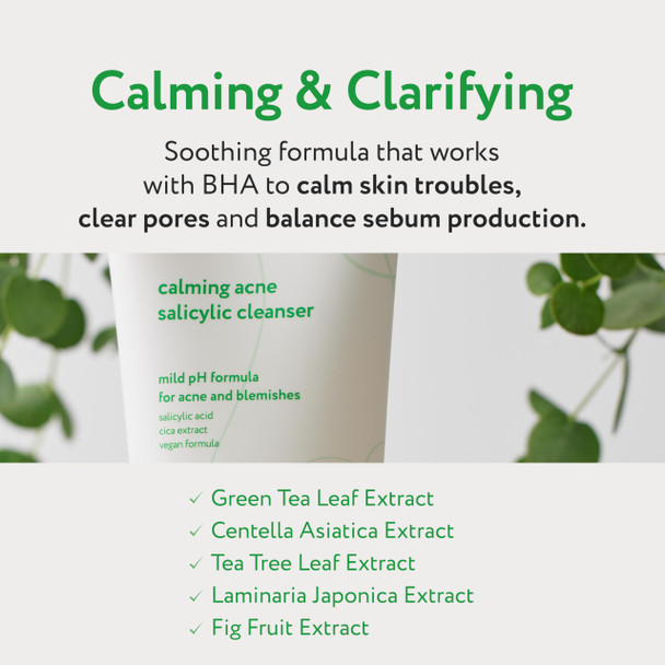 Republic Store Face Republic Calming Salicylic Acid Cleanser 100ml 3.38 fl oz  Acne Care Low pH Gel Foam  Calming Clarifying Oil Control  Salicylic Acid Centella Asiatica Tea Tree  Vegan Korean Face Wash