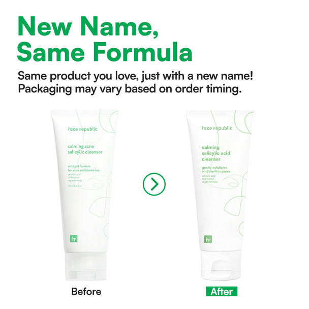 Republic Store Face Republic Calming Salicylic Acid Cleanser 100ml 3.38 fl oz  Acne Care Low pH Gel Foam  Calming Clarifying Oil Control  Salicylic Acid Centella Asiatica Tea Tree  Vegan Korean Face Wash