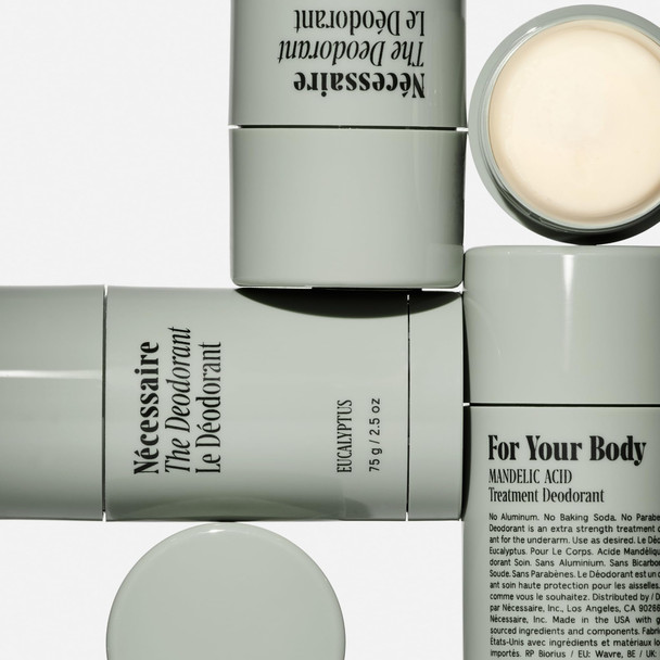 Nécessaire The Deodorant Eucalyptus | Natural Aluminum Free Deodorant For Women & Men. Extra Strength Treatment with Mandelic Acid. Free of Baking Soda Ozokerite & Parabens (75 g/2.5 oz)