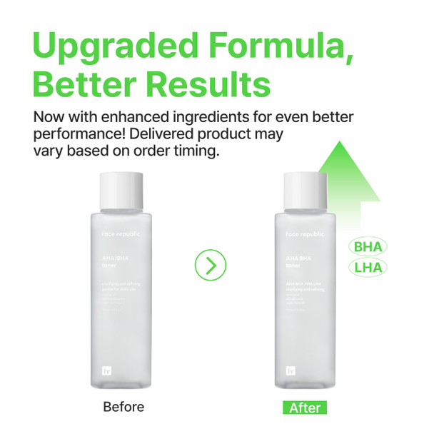 Republic Store Face Republic AHA BHA Toner 160ml 5.41 fl oz  Clarifying Refining Hydrating  Pore Care Gentle Exfoliation  AHA BHA PHA LHA  for Oily Sensitive Skin  Alcohol Free  Vegan Korean Skincare