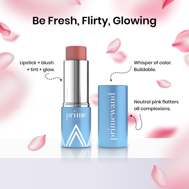 Prime Prometics PrimeWand Nude for Mature Women – All-in-One Lip Cheek & Glow Stick – Sheer Rosy Tint with Shea Butter & Camellia Oil – Moisturizing Buildable and Skin-Enhancing
