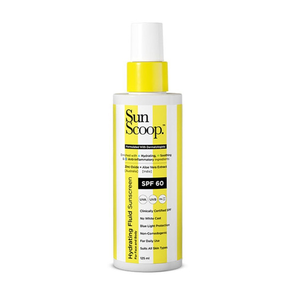 SunScoop Fluid Body Sunscreen Spray Spf 60 No White Cast Protects From Uva and  Uvb Rays Hybrid For Dry Normal And Oily Skin Types 125 Ml (Pack Of 1) Neutral