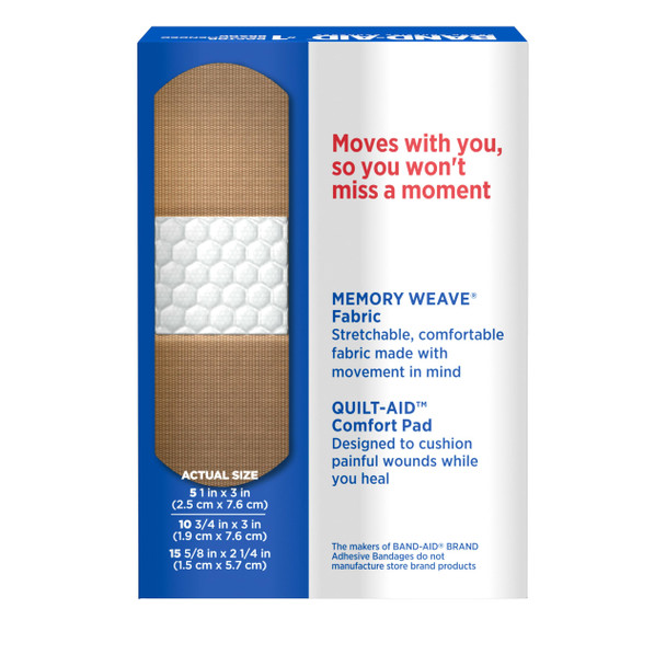 Band-Aid Brand Flexible Fabric Adhesive Bandages Comfortable Sterile Protection & Wound Care for Minor Cuts & Burns Quilt-Aid Technology to Cushion Painful Wounds Assorted Sizes 30 ct