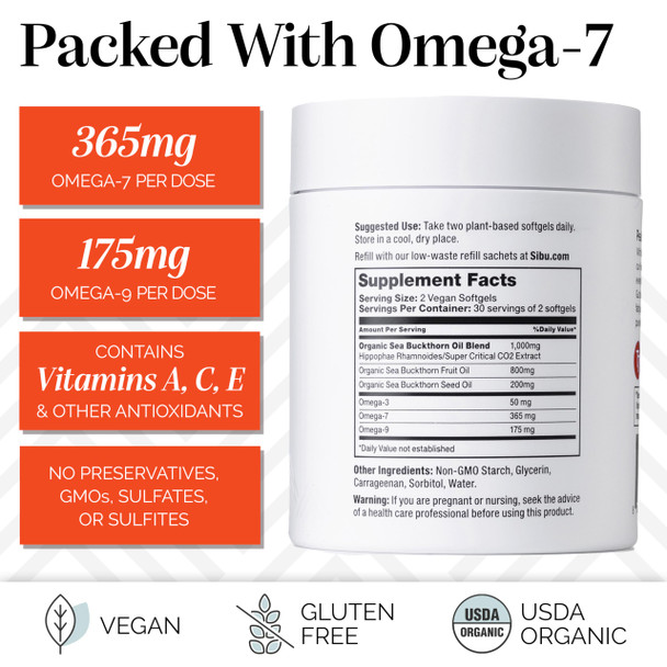 sibu Sea Buckthorn Omega-7 Softgels Starter Kit (60ct, 30 Day Supply)