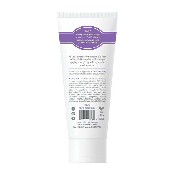 Belli Skincare All Day Moisturizer Body Lotion for All Skin Type Comforts Dry Skin Long Lasting & Hydrating Pregnancy Safe Vegan based Chemical Free 6.5 Oz