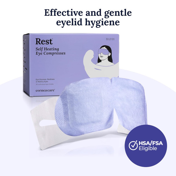 CorneaCare Rest: Self Heating Warm Compress for Eyes  30 Count