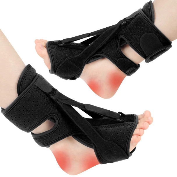 macroupta Adjustable Night Splint For Plantar Fasciitis Pain Relief Soft Foot Drop Brace Sleeping Achilles Tendon Stretcher Boot Nighttime  Black-1Pc