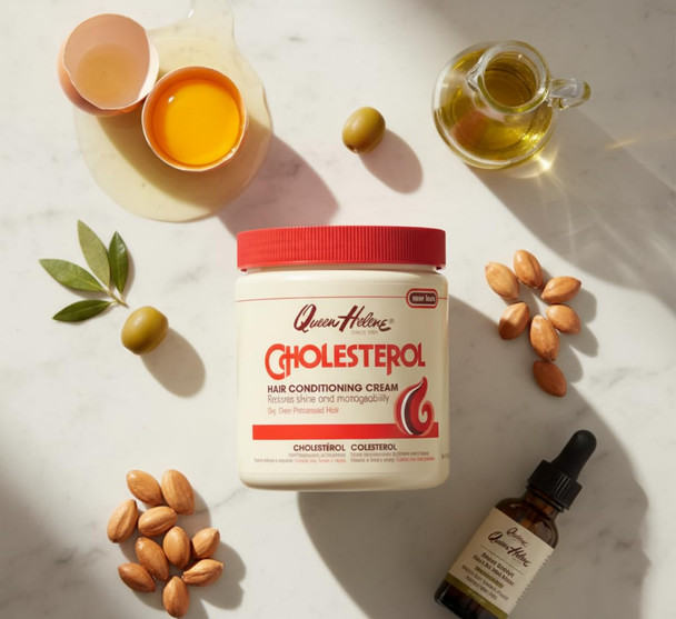 Queen Helene Cholesterol Hair Conditioning Cream – Deep Repair Treatment for Dry Damaged & Chemically Treated Hair | Moisture-Restoring Mask | 15 oz Jar | Deep Moisture