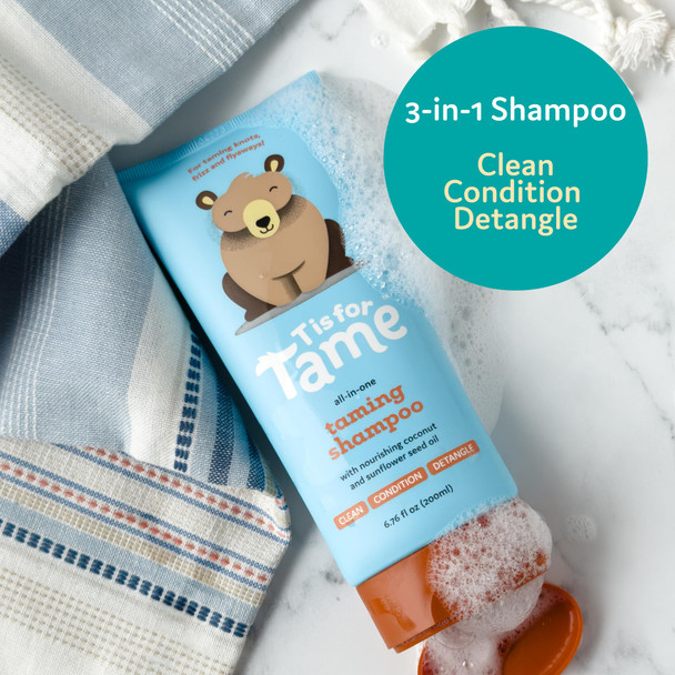 T is for Tame - 3-in-1 Baby Shampoo Conditioner & Detangler for Kids – Tear-Free Hypoallergenic Cleanses ConditionsDetangles with Plant-Based Ingredients - 6.76 fl oz