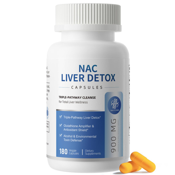 iMATCHME NAC Supplement 900 mg – Liver Cleanse Detox & Repair, Antioxidant & Cellular Health, Alcohol Defense Support – N-Acetyl Cysteine Capsules with Milk Thistle, Turmeric, Dandelion & Artichoke – 180 Count