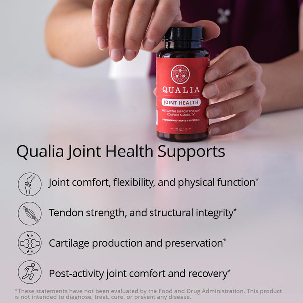 Qualia Joint Health 9 Advanced Joint Health nutrients: denatured Collagen boswellia tumeric Boron Ginger L-carnitine. Cartilage Health Tendon Strength Healthy Joint Aging (1 Month Supply)