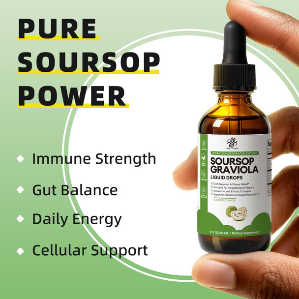iMATCHME Soursop Graviola Liquid Drop for Cell Support & Regeneration - Natural Flavor, 2 Fl Oz
