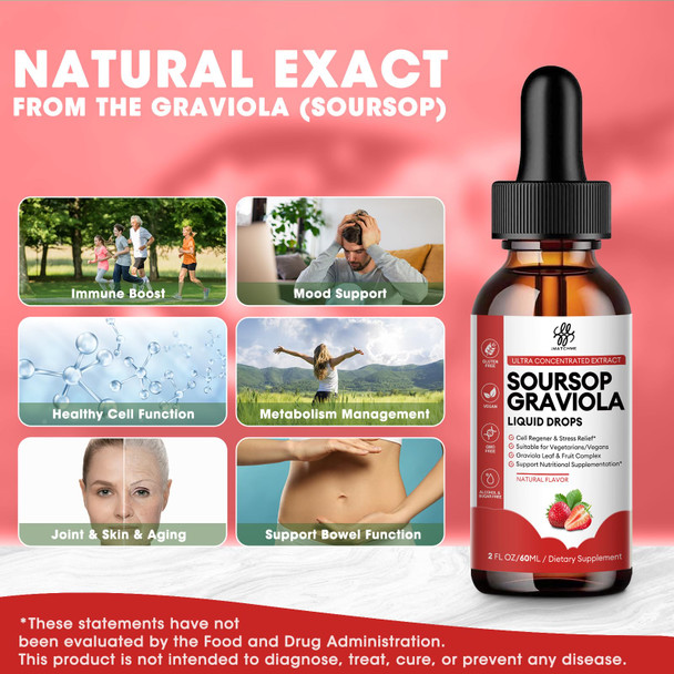 iMATCHME Soursop Graviola Liquid Drop - Strawberry Flavor, 2 Fl Oz