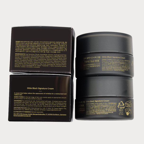 Ottie Black Signature Cream with 60% Snail Secretion Filtrate Hydrating Korean Face Cream Rich Moisturizer for Smooth Supple-Looking Skin 50ml / 1.69 fl.oz