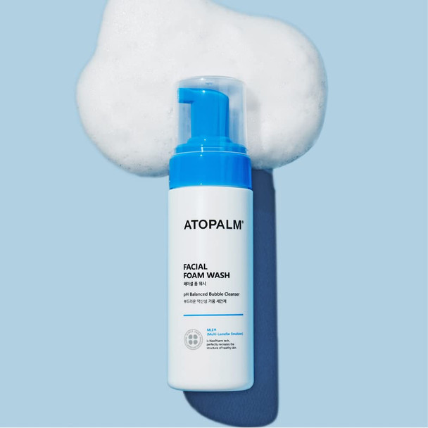 ATOPALM Facial Foam Wash Gentle Baby Wash Tear-Free Sulfate-Paraben-Free pH Balanced Hypoallergenic for Sensitive Skin EWG Green Grade Foaming Facial Cleanser 5.07 Fl Oz 150ml