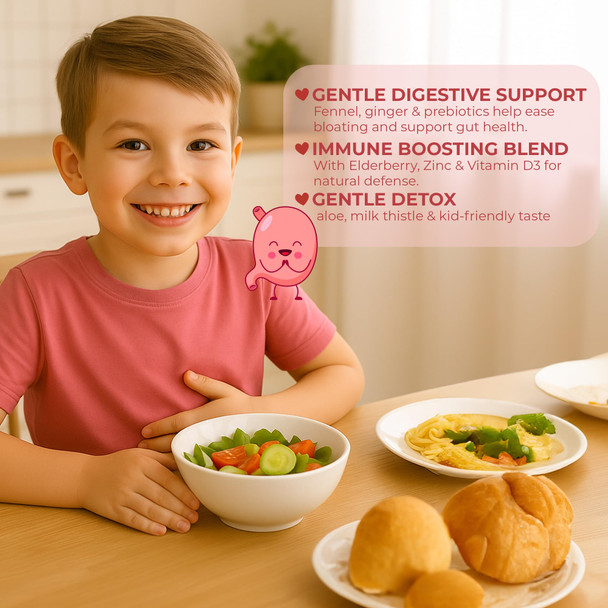 NutraPeaks Kids Liquid Botanical Drops – Natural Blend with Prebiotics, Chamomile, Ginger & Elderberry – Sugar-Free, Alcohol-Free, Non-GMO – 2 fl oz