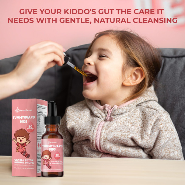 NutraPeaks Kids Liquid Botanical Drops – Natural Blend with Prebiotics, Chamomile, Ginger & Elderberry – Sugar-Free, Alcohol-Free, Non-GMO – 2 fl oz