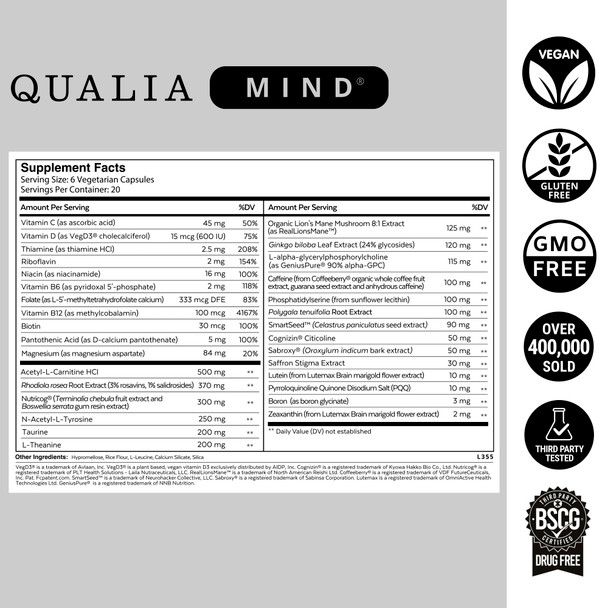 Qualia Mind & Qualia Night | Premium Nootropic Supplement for Mental Performance | Increase Focus | Deep Refreshing Sleep Support | (1 Week Supply)