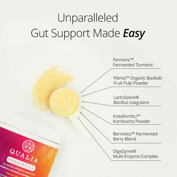 Qualia Probiotic - 28 Science-Backed Spore Probiotics Prebiotics and Postbiotics. Total Gut Support. Soothes Digestive discomfort. Ethically sourced. Promotes Akkermansia Growth. 1 Month Supply