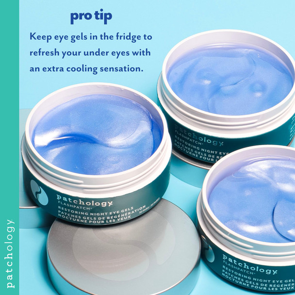 Patchology FlashPatch Restoring Night Eye Gel Patches with Retinol Squalane & Peptides – Hydrogel Under Eye Masks for Fine Lines Dark Circles & Puffiness – Overnight Eye Care (5 Pairs)