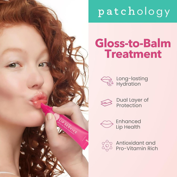 Patchology Lip Gloss for Women - Glossy Clear Shine Hydrating Lip Balm with Aloe Honey Goji Berry Oil - Moisturizing Lip Treatment for Dry Cracked Lips - Light Clean for Soft Smooth Lips (15ml)