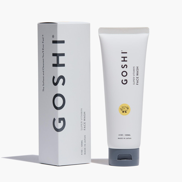 GOSHI Super Vitamin Face Wash for All Skin Types 4 oz - Infused with Vitamin E Cold-Pressed Sesame Oil Macadamia and More Plant Extracts - Made in Japan
