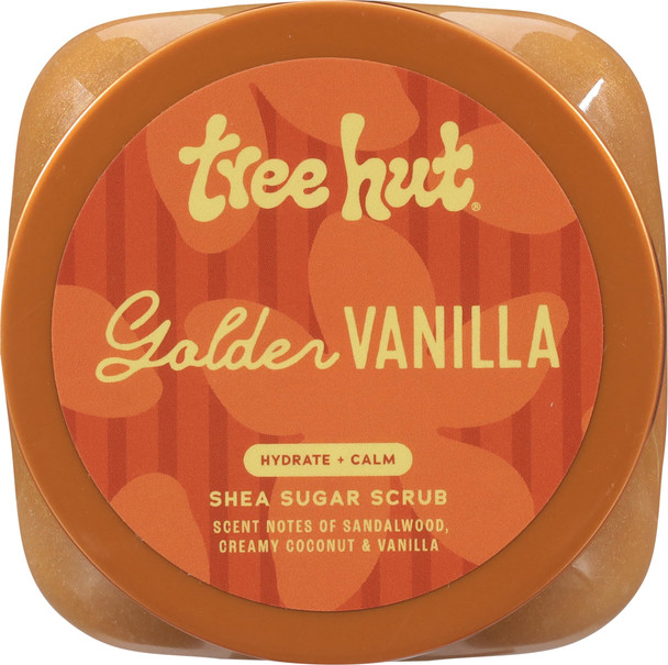 Tree Hut Golden Vanilla Body Scrub Exfoliating & Hydrating Sugar Scrub with Shea Butter & Essential Oils, Smooth Skin, Body Exfoliator For All Skin Types Self Care Gifts for Women Vegan 18 Oz
