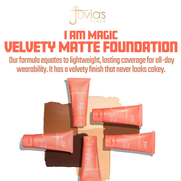 Juvia's Place I Am Magic Velvety Matte Liquid Foundation 520 - Tangier - Medium w/Warm Undertone Makeup Foundation Full Coverage Lightweight Long Wear Velvety Matte Finish
