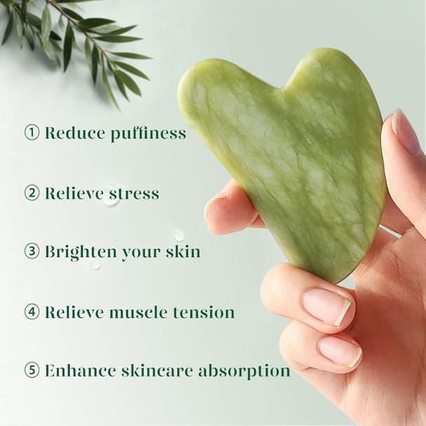 BAIMEI IcyMe Gua Sha and Jade Roller for Face, Natural Jade Face Roller with Ridge Design for Reducing Puffiness & Skin Firming,Facial Sculpting Tool, Self Care Gift for Women Men - Green