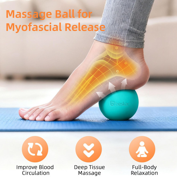 BESKAR Massage Lacrosse Balls for Myofascial Release, Trigger Point Therapy and Yoga Therapy, Foot Massage Ball to Relieve Plantar Fasciitis Green