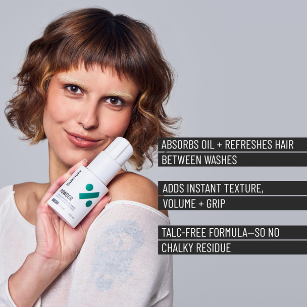 Hairstory Powder Refreshing Dry Shampoo for All Hair Types Absorbs Oil Adds Volume & Texture Non-Aerosol & Talc-Free No Chalky Residue 1.35oz