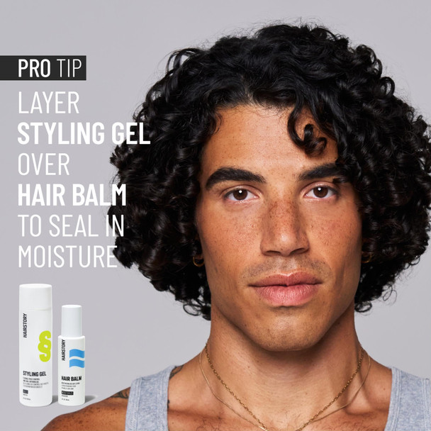 Hairstory Styling Gel Flexible Frizz Control and Curl-Defining Gel That Adds Moisture and Heat Protection 8 oz
