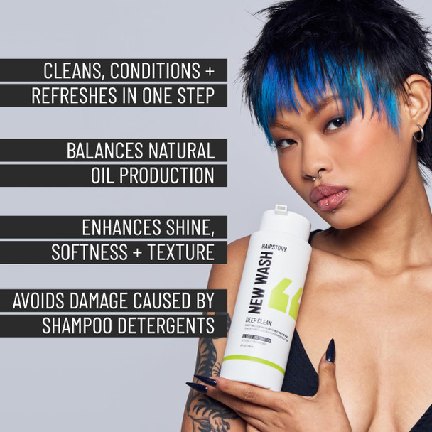 Hairstory New Wash Method for Oily Hair Deep Clean & Pre-Wash with Scalp Brush Purifying Scalp Rinse & Clarifying Cleansing Cream Duo Deep Cleans Clarifies & Conditions
