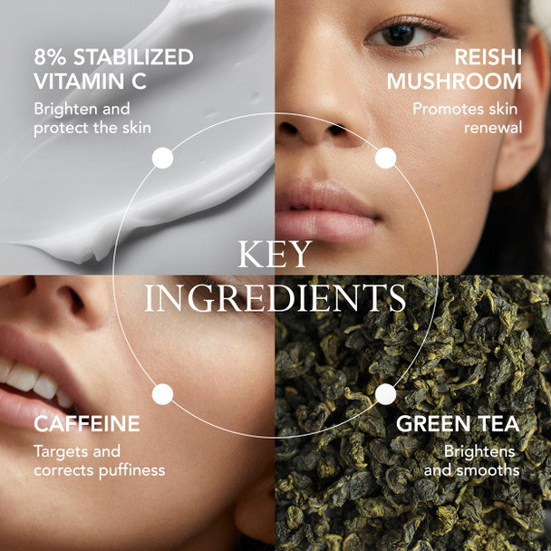 Kat Burki 8% Stabilized Vitamin C Eye Cream with Caffeine Dark Circle Reducing & Depuffing Eye Area Treatment 0.5 Fl Oz