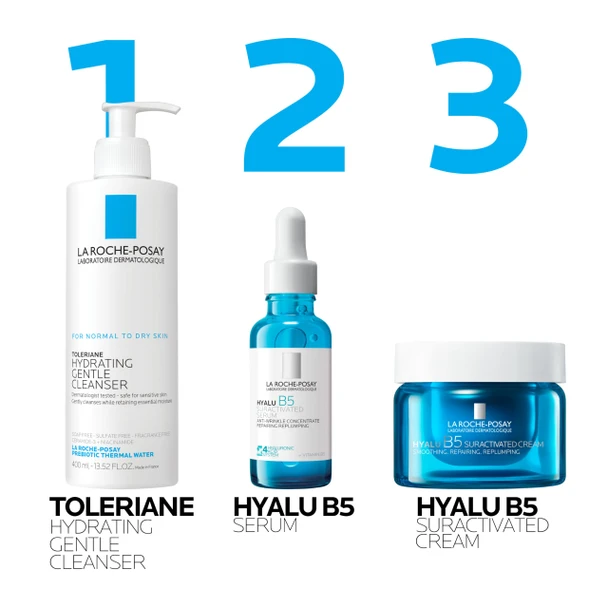 La Roche-Posay Hyalu B5 Pure Hyaluronic Acid Serum for Face Vitamin B5 + Hyaluronic Acid + Madecassoside Hydrating Serum Visibly Plumps Skin Sensitive Skin Safe Anti Aging Oil-Free  -  1.01 Fl Oz