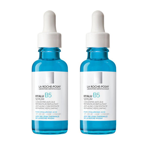 La Roche-Posay Hyalu B5 Pure Hyaluronic Acid Serum for Face Vitamin B5 + Hyaluronic Acid + Madecassoside Hydrating Serum Visibly Plumps Skin Sensitive Skin Safe Anti Aging Oil-Free  -  1.01 Fl Oz (Pack of 2)