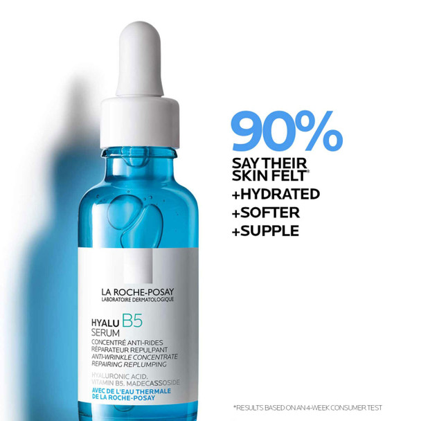 La Roche-Posay Hyalu B5 Pure Hyaluronic Acid Serum for Face Vitamin B5 + Hyaluronic Acid + Madecassoside Hydrating Serum Visibly Plumps Skin Sensitive Skin Safe Anti Aging Oil-Free - 1.69 Fl Oz