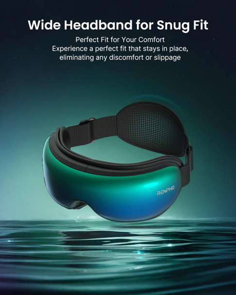 RENPHO Eye Massager with Heat Birthday Gifts for Women Men Her Eyeris 1 Heated Sleep Mask Eye Care Headache Massager for Migraines with Bluetooth Music  Green  Core