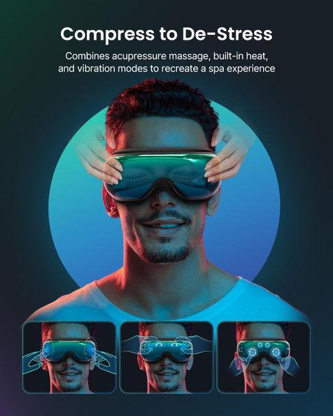 RENPHO Eye Massager with Heat Birthday Gifts for Women Men Her Eyeris 1 Heated Sleep Mask Eye Care Headache Massager for Migraines with Bluetooth Music  Green  Core