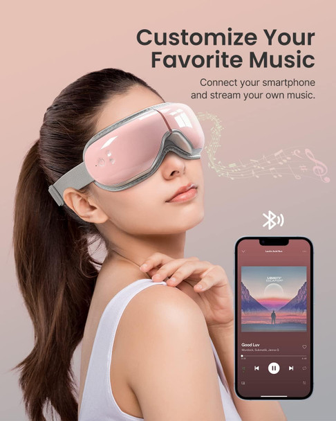 RENPHO Eyeris 1 Eye Massager with Heat, Birthday Day Gifts for Women Men Mom Dad Her Him, Eye Mask for Migraine, Smart Sleep Mask for Dry Eyes Relax, Reduce Strain - W-pink - Voice Control