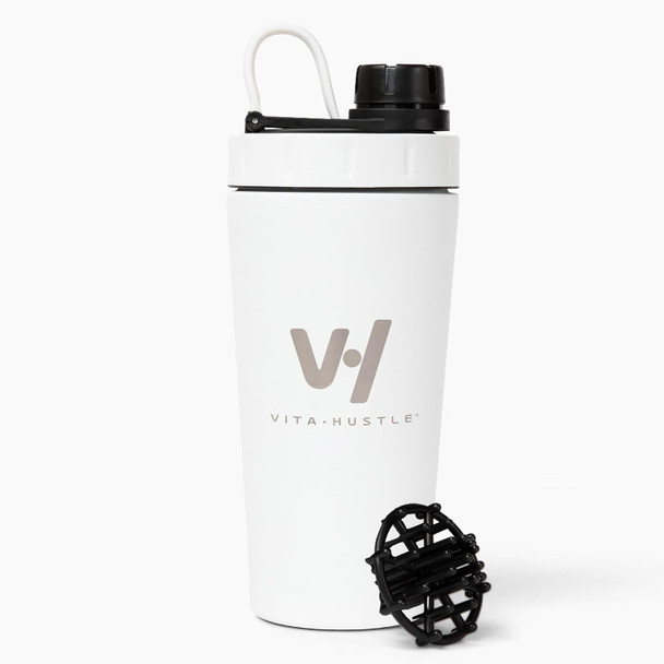 VitaHustle One Superfood Protein + Stainless Steel Shaker Cup (Strawberry & White)