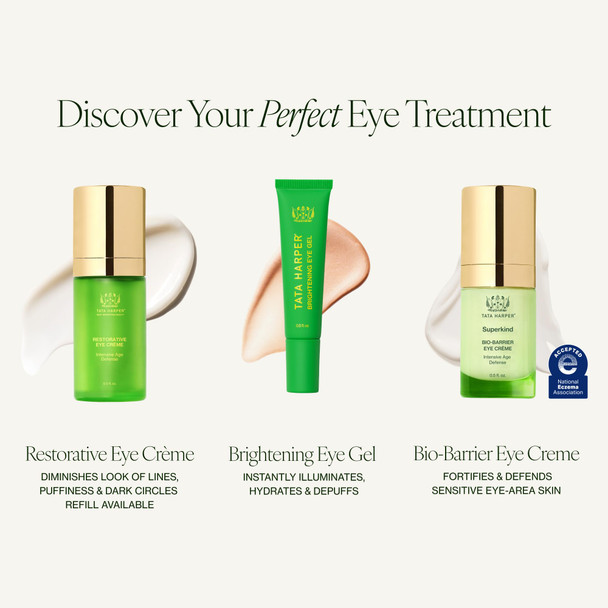 Tata Harper Superkind Bio-Barrier Eye Crème Anti-Aging Eye Cream for Sensitive Skin Hypoallergenic Skincare Fragrance Free Skincare Natural Skincare Dermatologist Tested Vegan 15ml