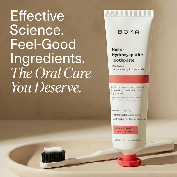 Boka Fluoride Free Toothpaste Nano Hydroxyapatite Toothpaste Appropriate for Sensitive Teeth - for Adult Oral Care - Cinnamon Mint Flavor 4 Fl Oz 1Pk US Manufactured