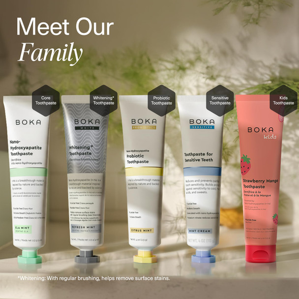 Boka Fluoride Free Toothpaste Nano Hydroxyapatite Toothpaste Appropriate for Sensitive Teeth - for Adult Oral Care - Cinnamon Mint Flavor 4 Fl Oz 3Pk US Manufactured