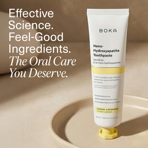 Boka Fluoride Free Toothpaste Nano Hydroxyapatite Toothpaste Appropriate for Sensitive Teeth - for Adult Oral Care - Lemon Lavender Flavor 1.3 Fl Oz 2Pk US Manufactured