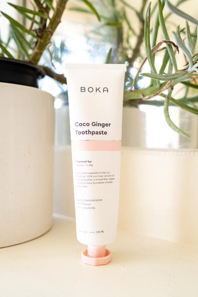 Boka Fluoride Free Toothpaste - Nano Hydroxyapatite Remineralizing Sensitive Teeth Whitening - Dentist Recommended for Adult Kids Oral Care - Coco Ginger Flavor 4 Fl Oz 3Pk - US Manufactured