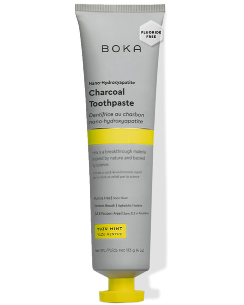Boka Fluoride Free Toothpaste Nano Hydroxyapatite Toothpaste Appropriate for Sensitive Teeth - for Adult Oral Care - Charcoal Yuzu Mint Flavor 4 Fl Oz 1Pk US Manufactured