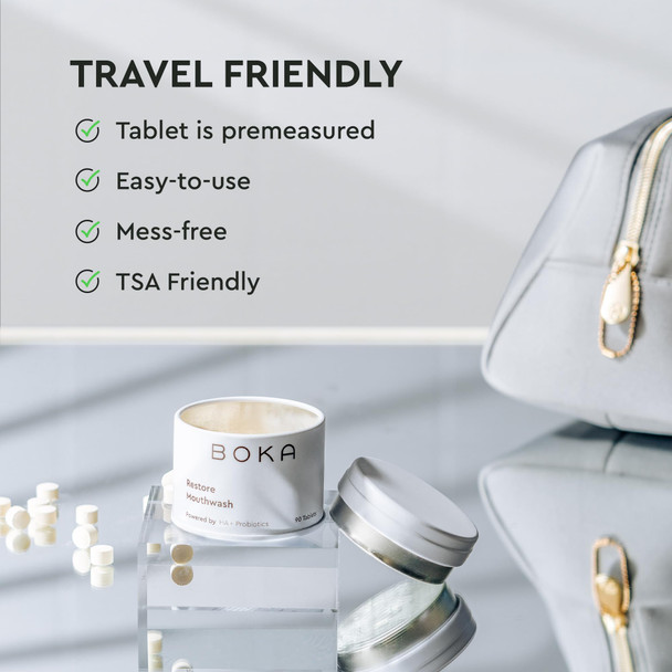 Boka Fluoride Free Toothpaste - Nano Hydroxyapatite - Ela Mint 4oz and Travel Size Mouthwash Tablets - Hydroxyapatite Fluoride/Alcohol Free & Eco-Friendly