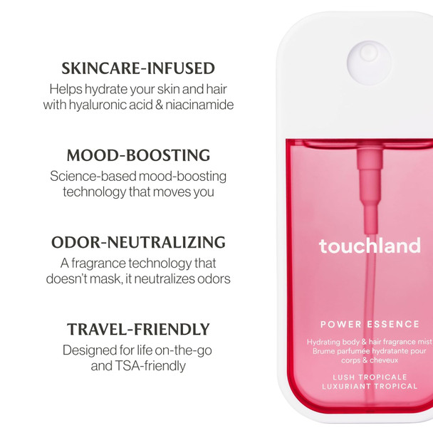 Touchland Hydrating Body & Hair Fragrance Mist – Lush Tropicale – 2 FL OZ